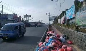 Tak Ada TPS, Sampah Menumpuk Sembarangan di Jalan Protokol Cipanas