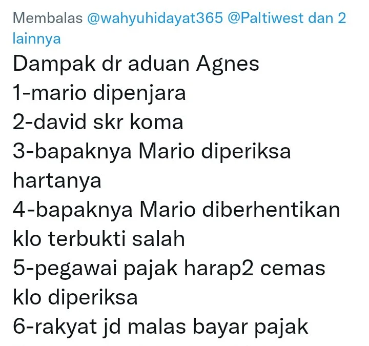 Dampak dari aduan Agnes kepada Mario