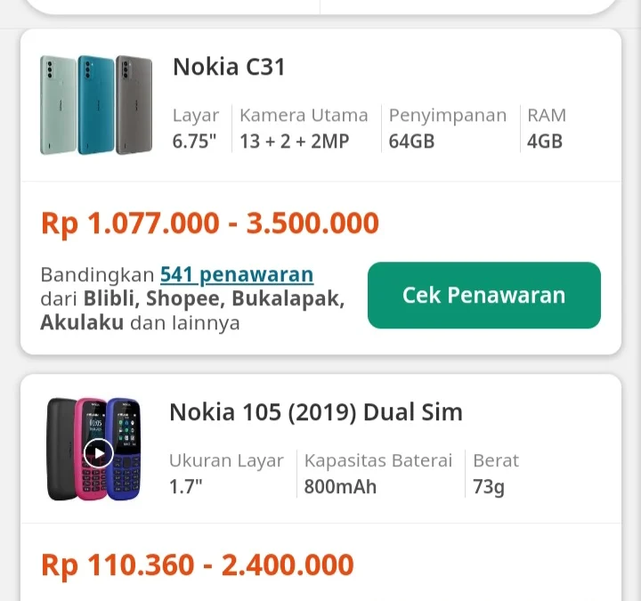 Update Harga Smartphone Nokia di Bulan Mei, Harga Mulai 1jutaan!