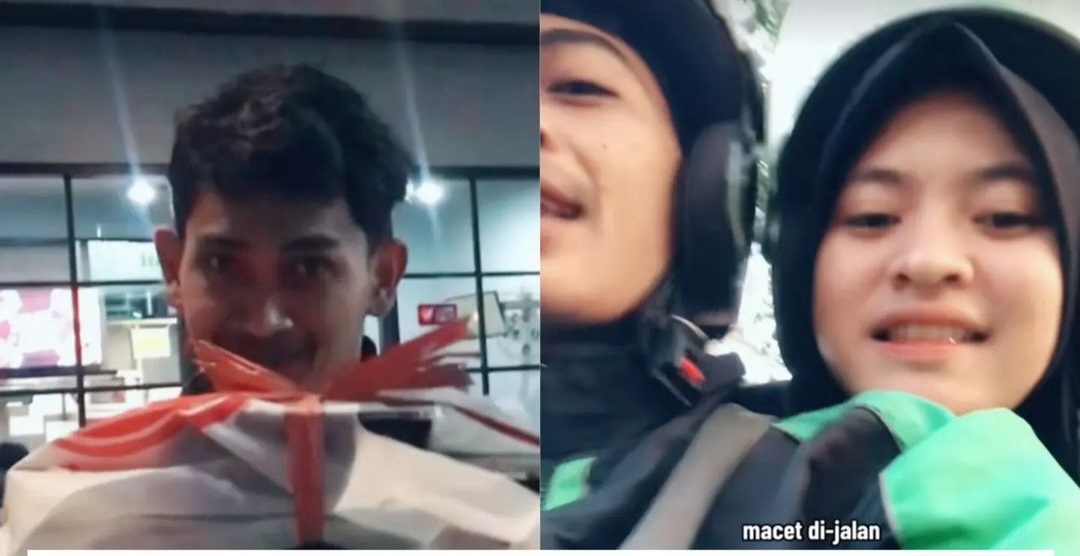 Kisah haru datang dari seorang driver ojol yang ditemani istri saat antar orderan ke pelanggan.