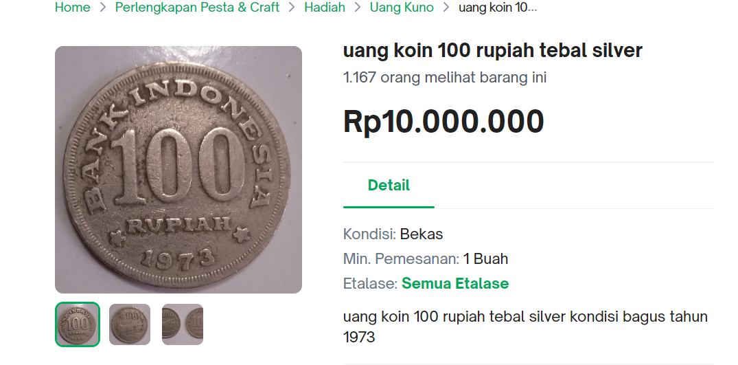 Begini Cara Jual Sekeping Uang Koin 100 Rupiah Agar jadi 10juta