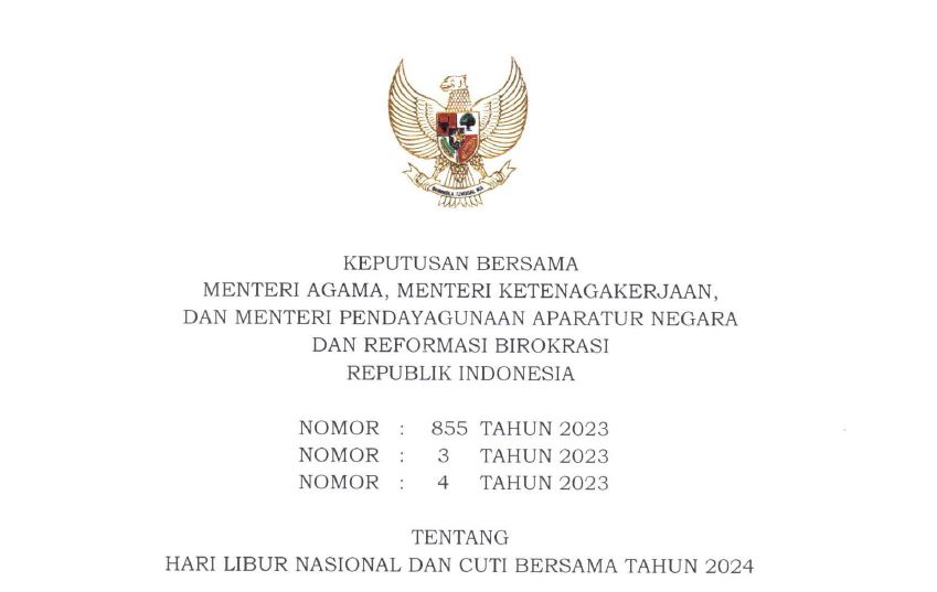 Ini SKB 3 Menteri tentang Libur Nasional dan Cuti Bersama 2024