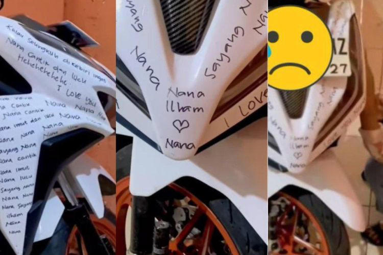 Viral di TikTok! Cewek Ini Corat-coret Motor Pacarnya Agar Tak Selingkuh