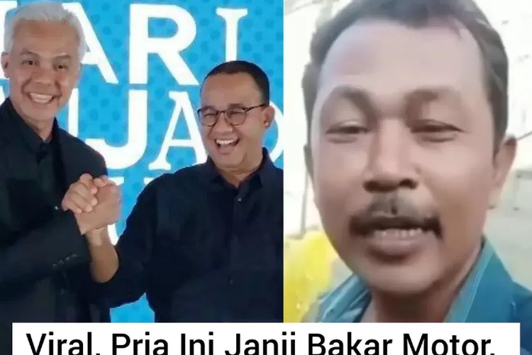 Viral! Seorang Pria Berjanji Akan Membakar Motornya Jika Capres 1 atau 3 Menang