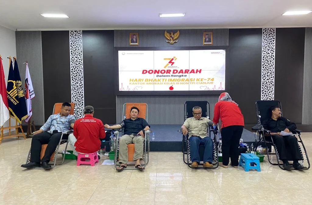 Peringati HBI Ke-74, Imigrasi Cianjur Berhasil Kumpulkan Puluhan Kantong Darah