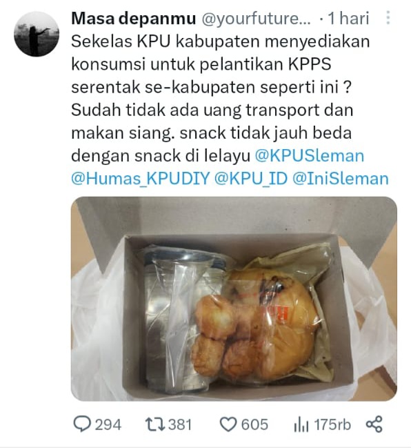 Viral! "Snack Lelayu" Pelantikan KPPS di Sleman Jadi Sorotan