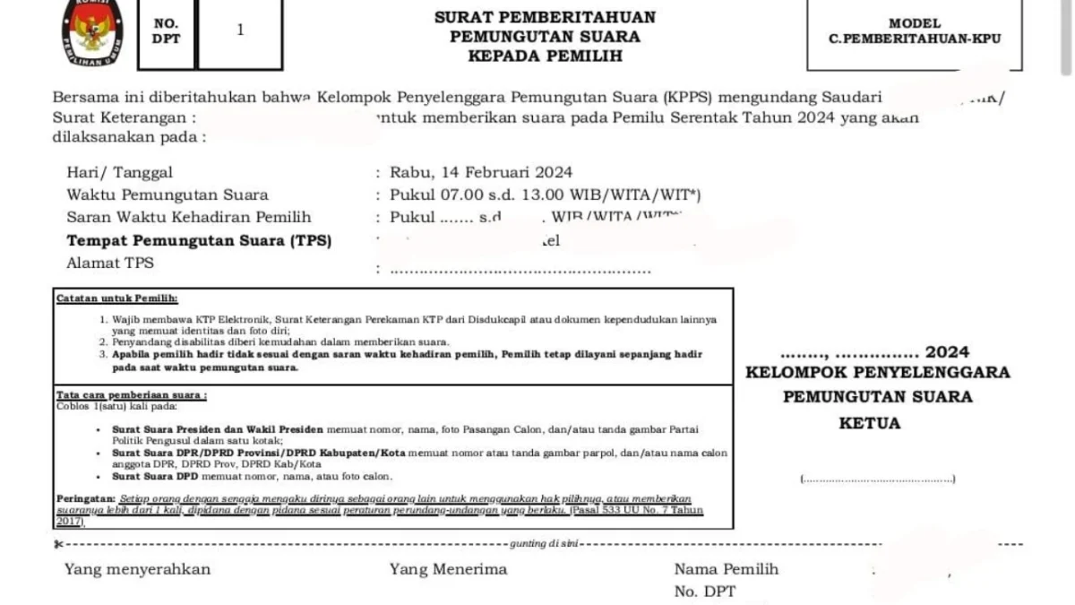 Mengenal Model C6 atau Surat Pemberitahuan dalam Pemilu 2024, Berikut Penjelasannya!(foto:jabarekspres.com)