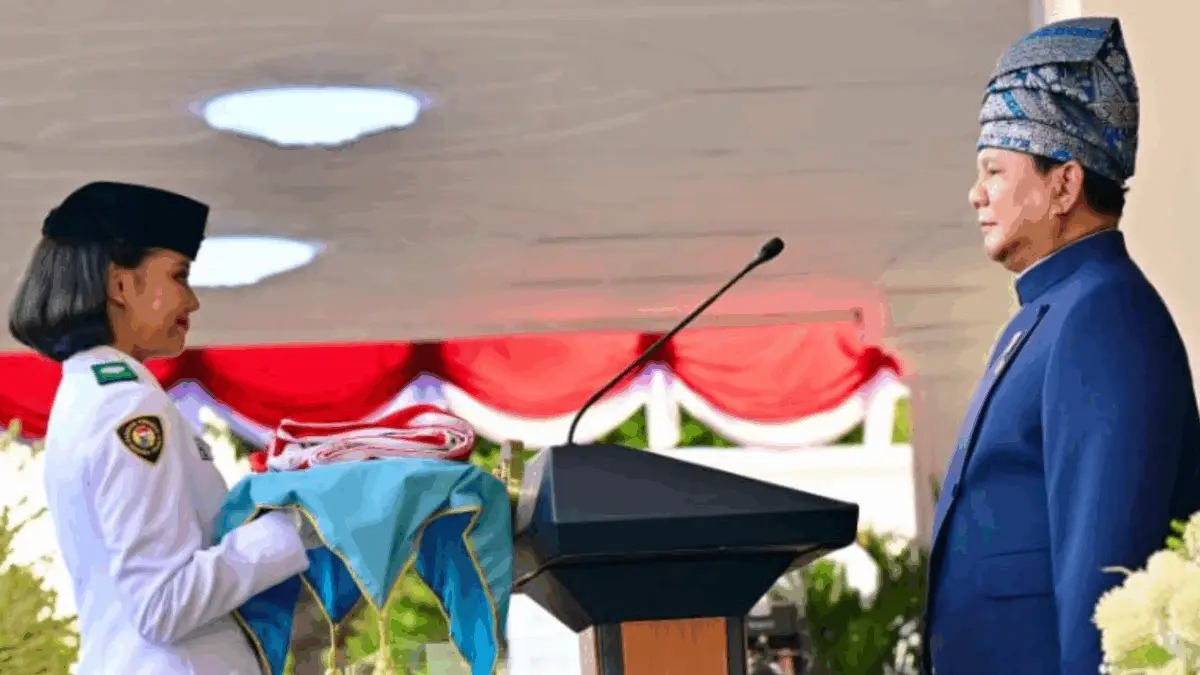 Khidmat Penurunan Bendera Merah Putih di Istana Merdeka HUT ke-80 RI
