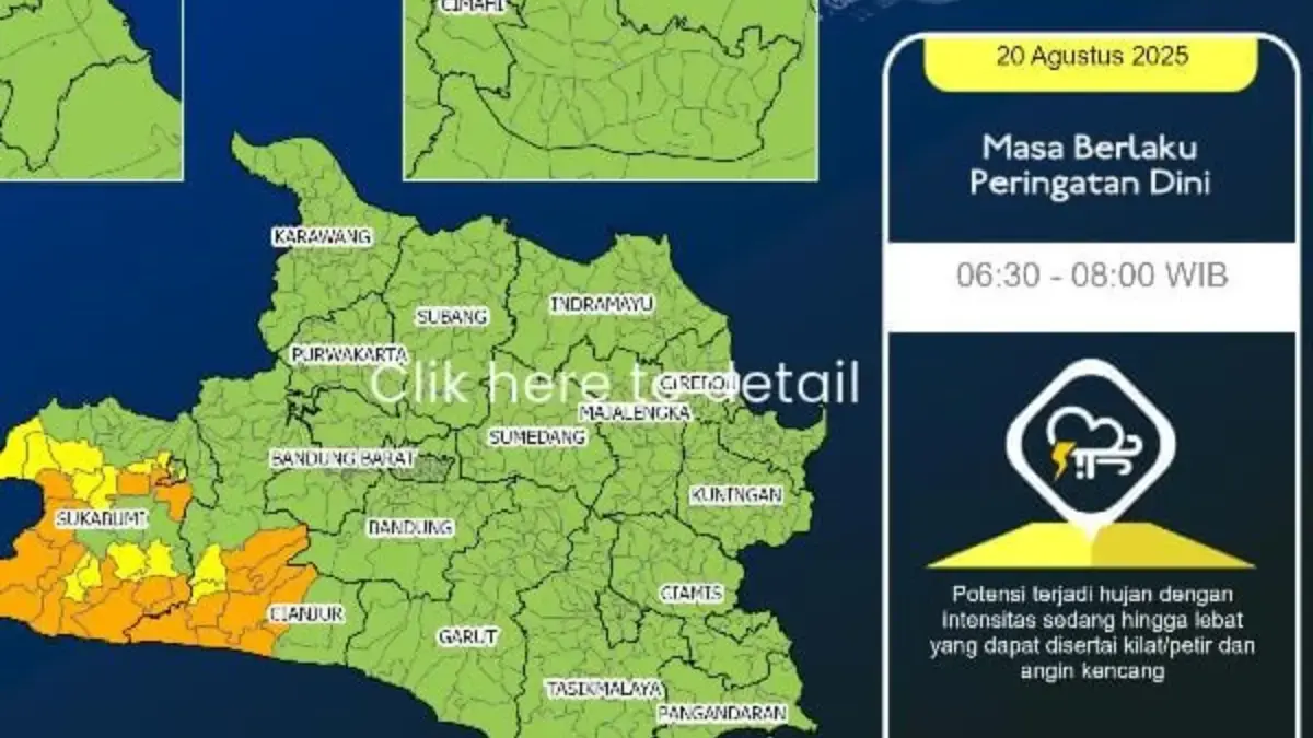 BMKG Keluarkan Peringatan Dini Cuaca Ekstrem di Jawa Barat Pagi Ini