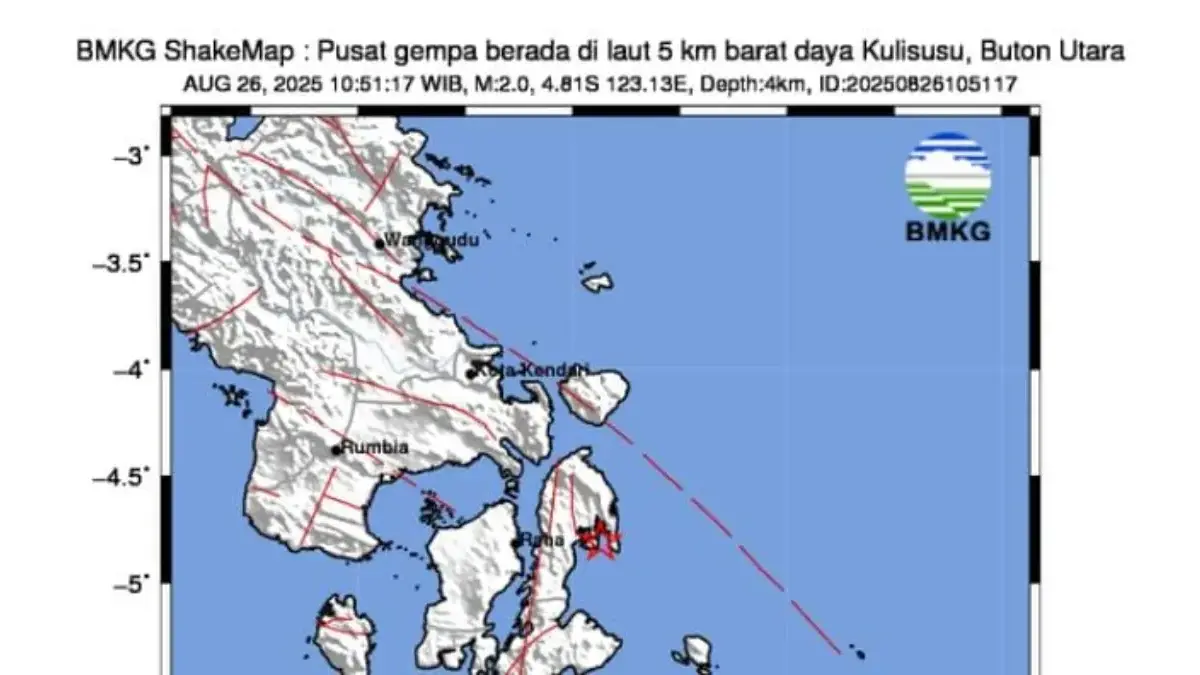 Gempa Bumi Dirasakan di Kulisusu, Buton Utara