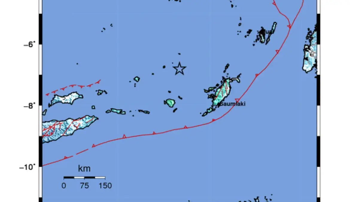 Gempa Bermagnitudo 6,8 Guncang Laut Barat Laut Tanimbar, Terasa hingga Papua Gempa