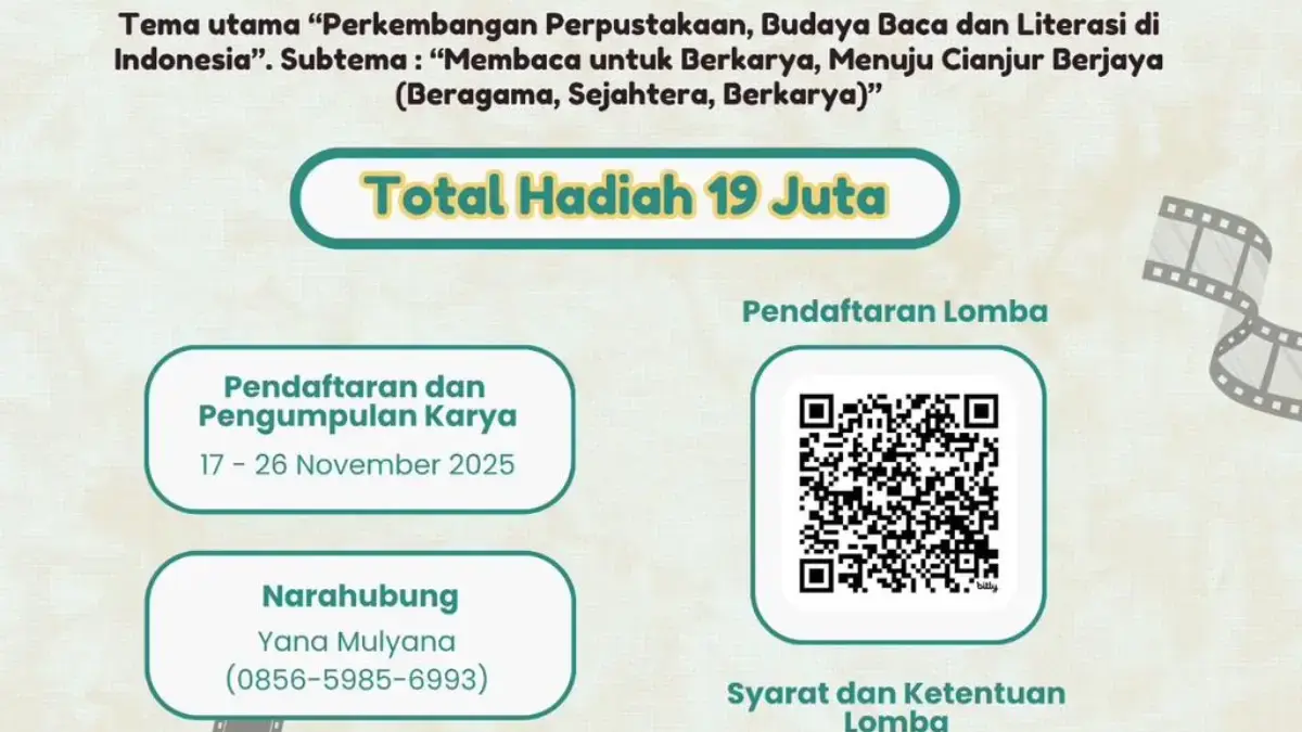 Disarpus Cianjur Gelar Lomba Video Konten Literasi, Buruan Daftar! Disarpus Cianjur
