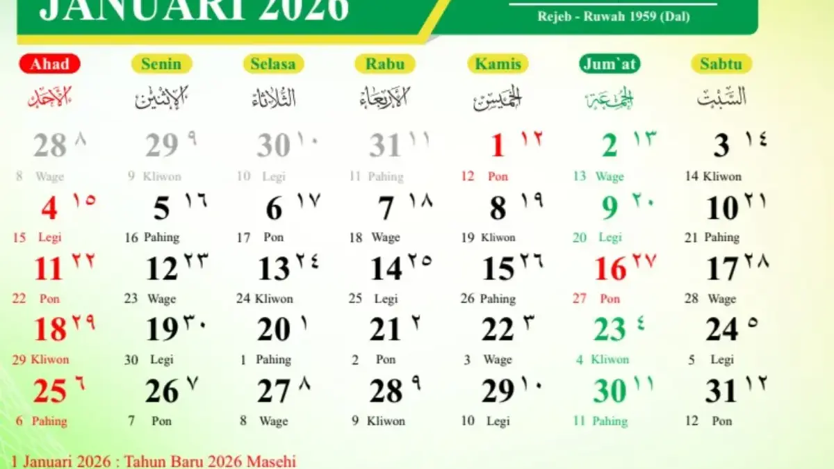 Download Kalender Hijriyah 2026 PDF Terbaru,