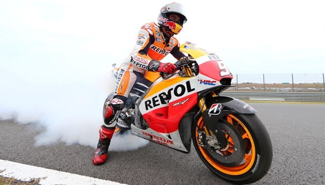 BERKUASA: Pebalap Repsol Honda Marc Marquez masih menjadi yang terbaik di Sirkuit Sachsenring, Jerman. Maka itu, dirinya optimistis dapat melibas gacoan Yamaha, Valentino Rossi pada race mendatang.