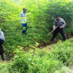 penutupan retakan tanah di Kampung Dengkeung