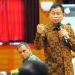 KUNJUNGI GEOLOGI: Menteri Energi dan Sumber Daya Mineral (ESDM) Ignasius Jonan mengunjungi Badan Geologi Kementerian ESDM