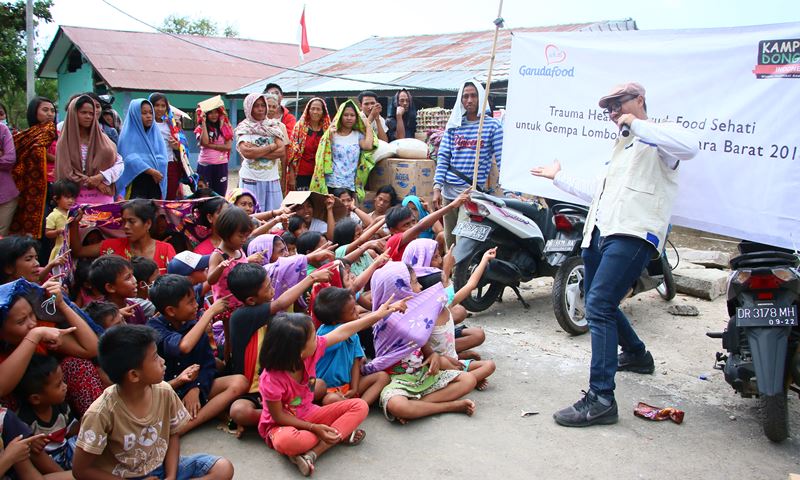 GarudaFood Berikan Trauma Healing Untuk Anak Korban Gempa Lombok