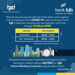 Antispasi Penyebaran Covid-19, bank bjb Sesuaikan Jam Operasional Layanan Kas