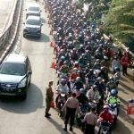 Cek Poin Cicaheum Terjadi Penumpukan Kendaraan Roda Dua