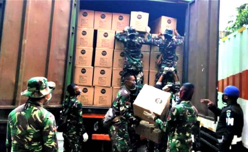 20 Ribu APD dari Rancaekek Distribusikan ke Seluruh Indonesia, Yonarhanud3/YBY dan Pomdam III/Slw Lakukan Pengawalan