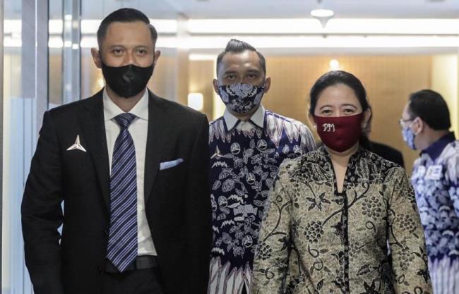 Ketua Umum Partai Demokrat AHY saat melakukan pertemuan dengan Ketua DPR Puan Maharani, pada Kamis (6/8).