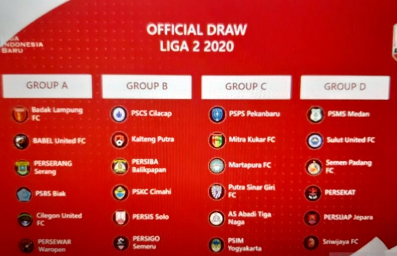 Resmi! Ini Pembagian Grup Lanjutan Liga 2 2020