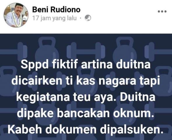 Tiga Status Facebook Beni Rudiono tentang SPPD Fiktif jadi Sorotan Netizen Tiga Status Facebook Beni Rudiono tentang SPPD Fiktif jadi Sorotan Netizen