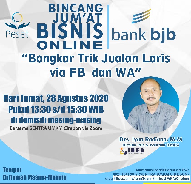 UMKM Cirebon, Yuk Ikuti Webinar Tips Jualan Laris via Facebook dan WhatsApp bank bjb UMKM Cirebon, Yuk Ikuti Webinar Tips Jualan Laris via Facebook dan WhatsApp bank bjb