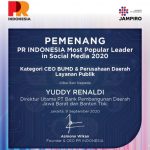 Dirut bank bjb Yuddy Renaldi Raih Penghargaan Most Popular Leader in Social Media 2020