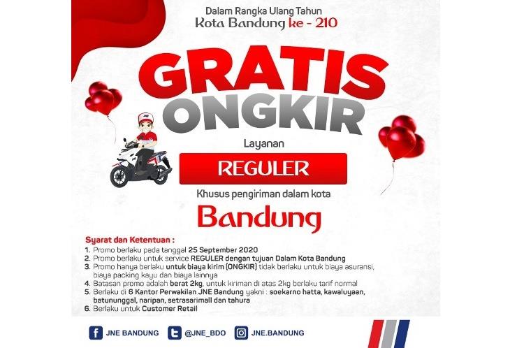 JNE Gratis Ongkir di HUT Kota Bandung ke-210