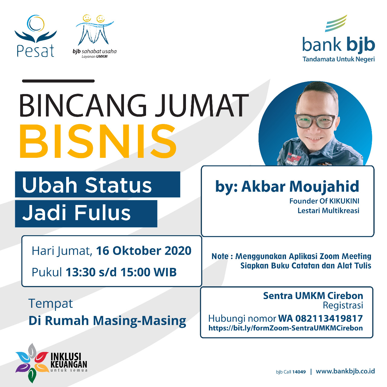 Gratis untuk UMKM! Webinar bank bjb Bagikan Tips Ubah Status Jadi Fulus Gratis untuk UMKM! Webinar bank bjb Bagikan Tips Ubah Status Jadi Fulus