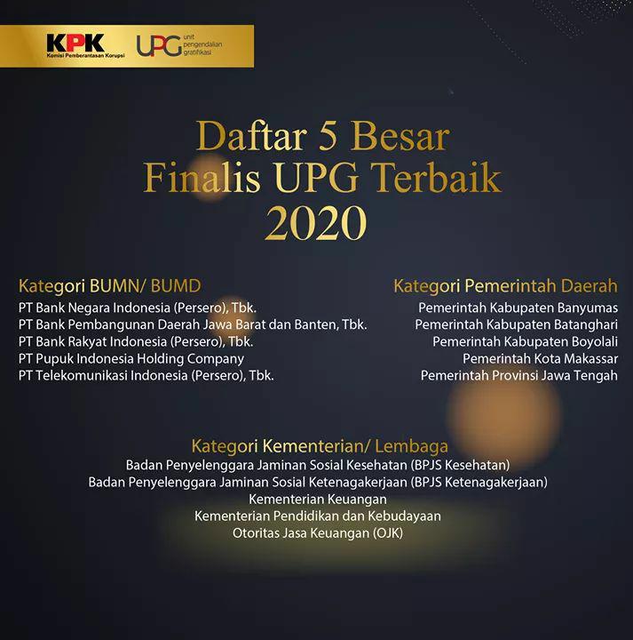 Komitmen Pemberantasan Korupsi, bank bjb jadi Finalis UPG Terbaik 2020 KPK Komitmen Pemberantasan Korupsi, bank bjb jadi Finalis UPG Terbaik 2020 KPK