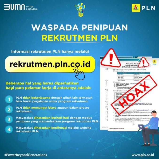 Beredar Situs Lowongan Kerja Palsu, PLN Himbau Masyarakat Waspada