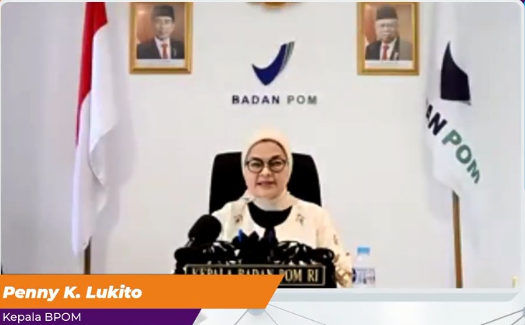 Webinar. Kepala BPOM, Penny Lukito, ketika menjadi narasumber pada acara webinar dengan tema ketahanan kesehatan untuk ketahanan nasional, sabtu(16/1)