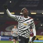 Pemain Manchester United, Paul Pogba berselebrasi usai membobol gawang Burnley, Rabu (13/1). FOTO: @ManUtd/Twitter.