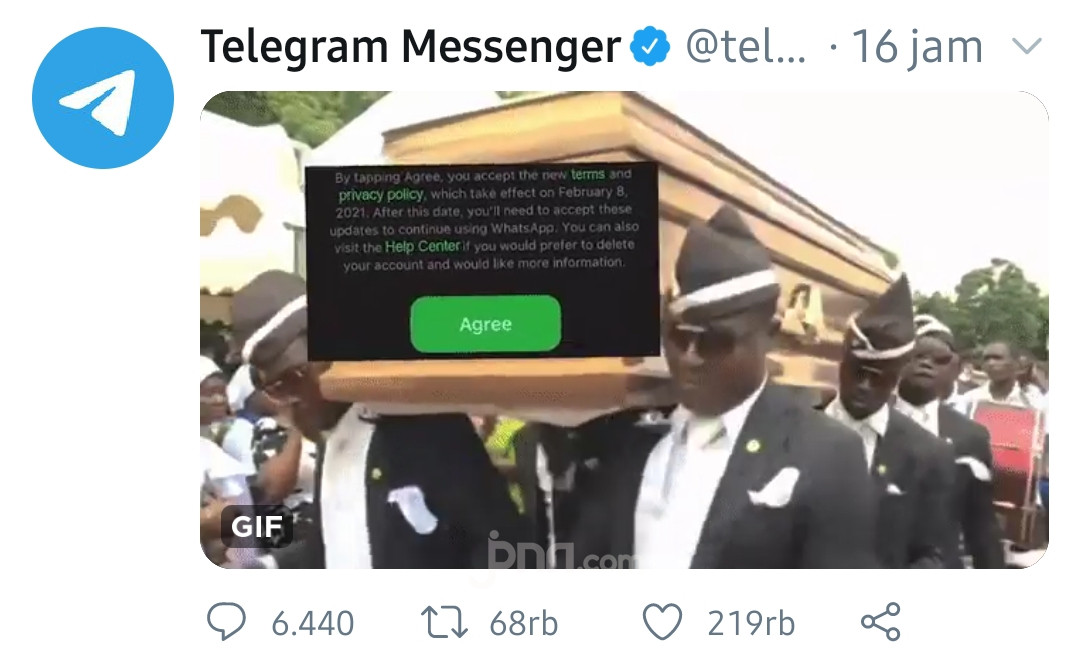 Panas! Telegram Sindir WhatsApp Lewat Meme Peti Mati, Sebut WhatsApp Seperti Mantan dan Ajak Pengguna Move On
