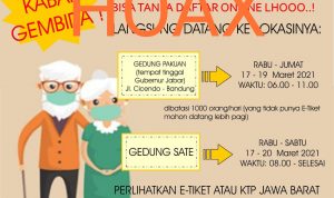 Beredar Hoax Vaksinasi COVID-19 Untuk Lansia (Usia di Atas 60) di Gedung Pakuan dan Gedung Sate Bisa Tanpa Online Langsung Datang ke Lokasi