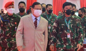 Prabowo Subianto dalam Rapat Pimpinan Tentara Nasional Indonesia 2021.