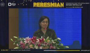 DJP Rombak Organisasi Instansi Vertikal Menteri Keuangan Sri Mulyani dalam Peresmian Organisasi dan Tata Kerja Baru Instansi Vertikal DJP.
