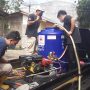 Perumahan Puskopad di Desa Gunung Manik, Kecamatan Tanjungsari, Kabupaten Sumedang saat dilakukan penyemprotan disinfektan oleh BPBD Kabupaten Sumedang, Jumat (25/6). Yanuar Baswata