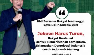 Kobarkan Revolusi Indonesia 2021, HMI: Jokowi Harus Turun Poster ajakan revolusi oleh Ketum HMI. (Instagram/@affandhy.ismail)