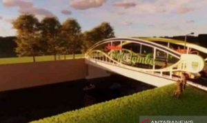 Sketsa 3 Dimensi perencanaan pembangunan Jembatan Kali Jambe oleh Dinas Sumber Daya Air, Bina Marga, dan Bina Kontruksi Kabupaten Bekasi. (ANTARA/Pradita Kurniawan Syah).