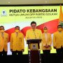 Ketua Umum DPP Partai Golkar Airlangga Hartarto ketika menggelar Pidato Kebangsaan