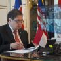 Menteri Koordinato Bidang Perekonomian Airlangga Hartarto ketika menggelar pertemuan secara virtual melalui kerjasama IMT-GT
