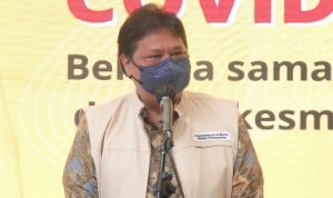 Menteri Koordinator Bidang Perekonomian airlangga Hartarto ketika memberikan paparan tentang hasil kebijakan PPKM belum lama ini
