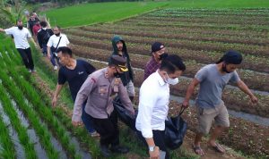 Proses evakuasi temuan mayat di saluran irigasi Jatinangor sumedang