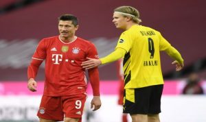 Pelatih Munchen Beberkan Kesamaan Halaand dan Lewandowski Dua striker mematikan, yakni Robert Lewandowski (kiri) dan Erling Haaland. Foto: (Andreas Gebert).