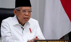 Bahas PP UU Otsus Papua, Wapres Memanggil Mendagri Tito Karnavian Wakil Presiden Ma’ruf Amin memberikan sambutan di acara Studium Generale Universitas Nahdlatul Ulama Surabaya melalui konferensi video dari kediaman resmi wapres di Jakarta, Sabtu (28/8/2021). (ANTARA/HO-Asdep KIP Setwapres.)
