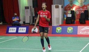 Tunggal Indonesia Putri Kusuma Wardani (Putri KW) akan melawan pemain Denmark Mia Blichfeldt pertandingan terakhir Grup C Piala Sudirman 2021. (PP PBSI)