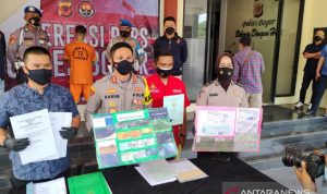 Ekspos pengungkapan kasus investasi bodong di Mapolres, Cibinong, Kabupaten Bogor, Jawa Barat, Kamis (23/9/2021). ANTARA/M Fikri Setiawan